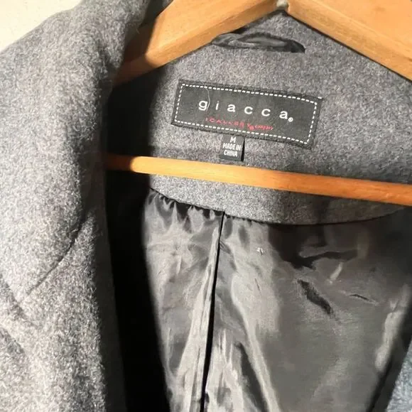 Giacca Wool Blend coat Belted Short Driving  StyleTrench Charcoal Gray size M - Picture 9 of 11